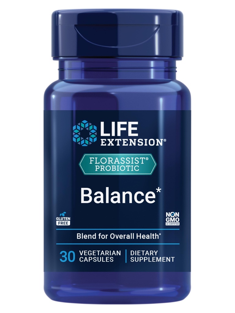 Life Extension FLORASSIST Balance Probiotic - 7 Strains 15 Δισεκατομμύρια CFUs - Συμπληρώματα Προβιοτικών για άνδρες και γυναίκες - Digestive Health Support – Μία φορά την ημέρα, μη ΓΤΟ, χορτοφάγοι – 30 κάψουλες