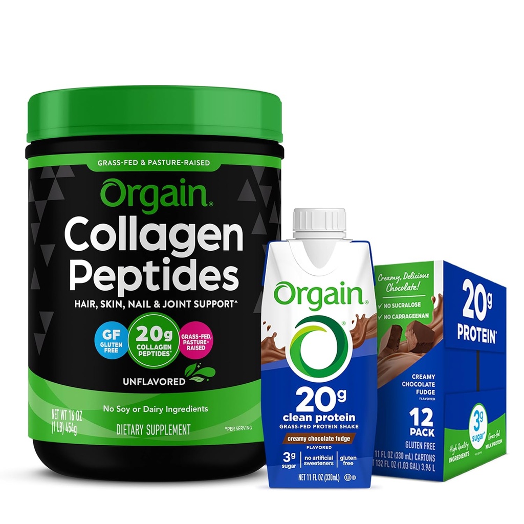 Orgain Grass Fed Hydrolyzed Collagen Peptides Protein Peptides σε σκόνη - Παλαιό & Κετό Φιλικό, Amino Acid συμπλήρωμα, Ζυμαρικά ενυδατωμένα & χόρτο Fed καθαρό πρωτεΐνη Shake, κρεμώδη σοκολάτα Fudge - Αντικατάσταση γεύματος