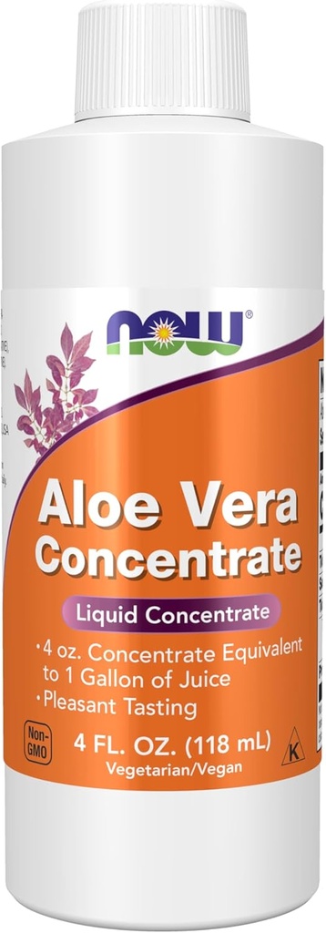 NOW Συμπληρώματα τροφίμων, Aloe Vera συμπυκνωμένο (40:1 Πυκνό Περιέχει Ενεργούς Πολυσακχαρίτες), 4-Ounce