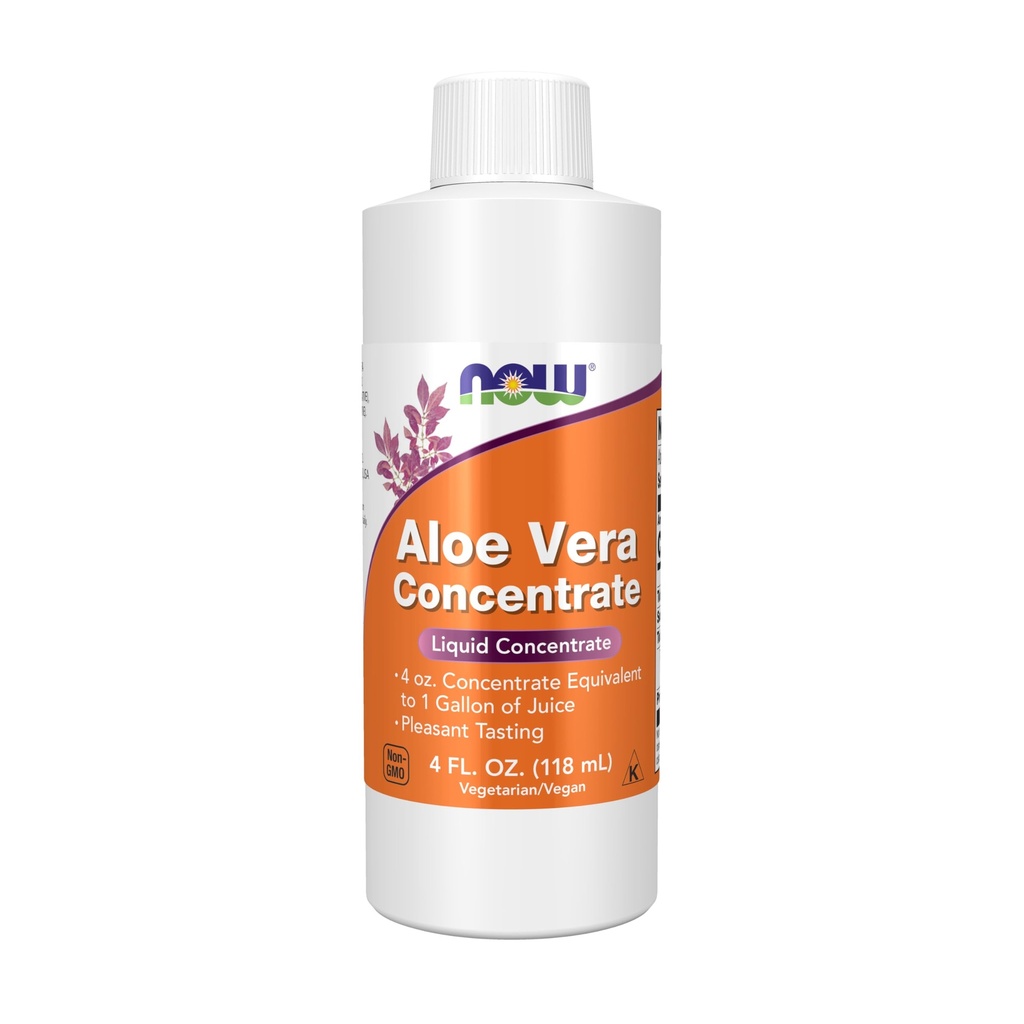NOW Συμπληρώματα τροφίμων, Aloe Vera συμπυκνωμένο (40:1 Πυκνό Περιέχει Ενεργούς Πολυσακχαρίτες), 4-Ounce