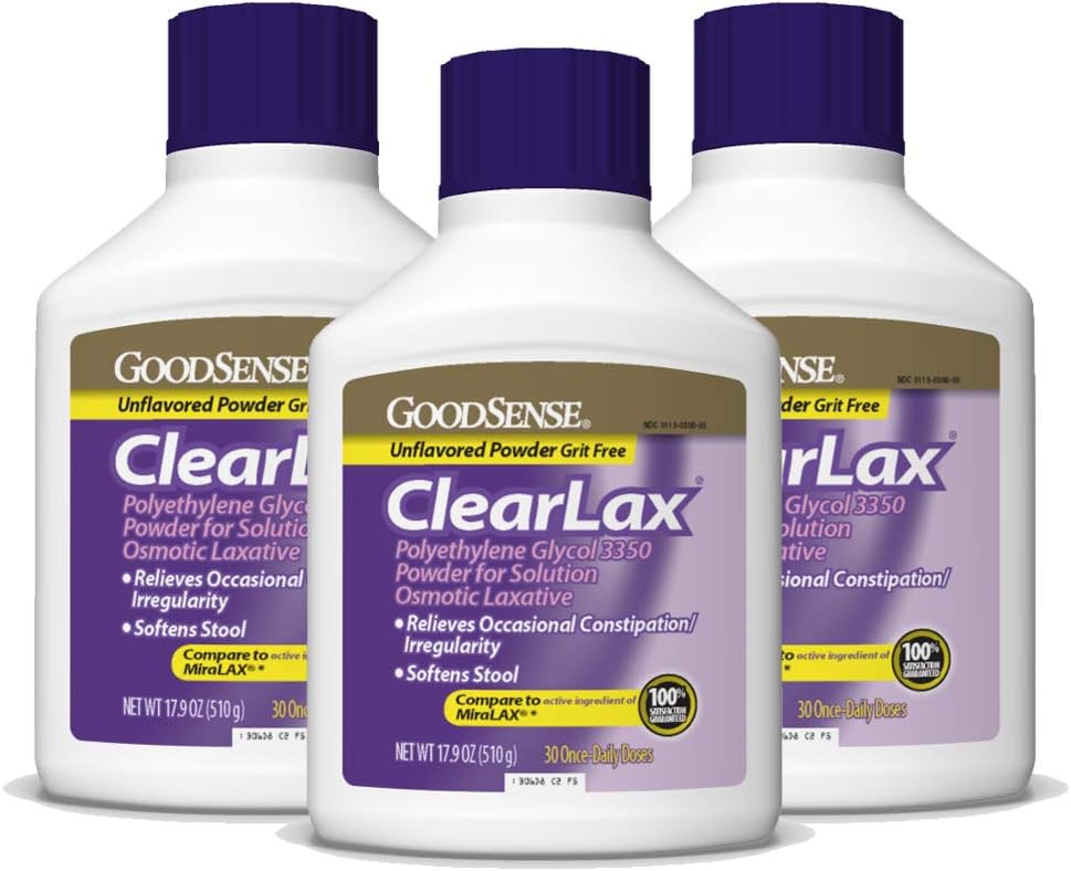 Καλή Αίσθηση ClearLax, Πολυαιθυλενογλυκόλη 3350 Κόνις για Λύση, Οσμωτική Λάξευση, 53.7 Οζ, συσκευασία των 3