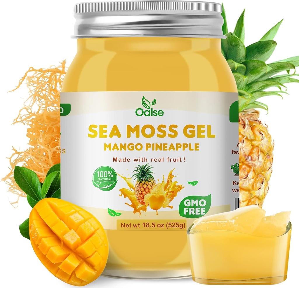 Sea Moss Gel - 18.5OZ Mango Pineapple Flavor Sea Moss Gel Raw Nutritious Πλούσιο σε 102 Βιταμίνες και Ορυκτά, Πρωτεΐνη & Βιταμίνες, Vegan-Friendly