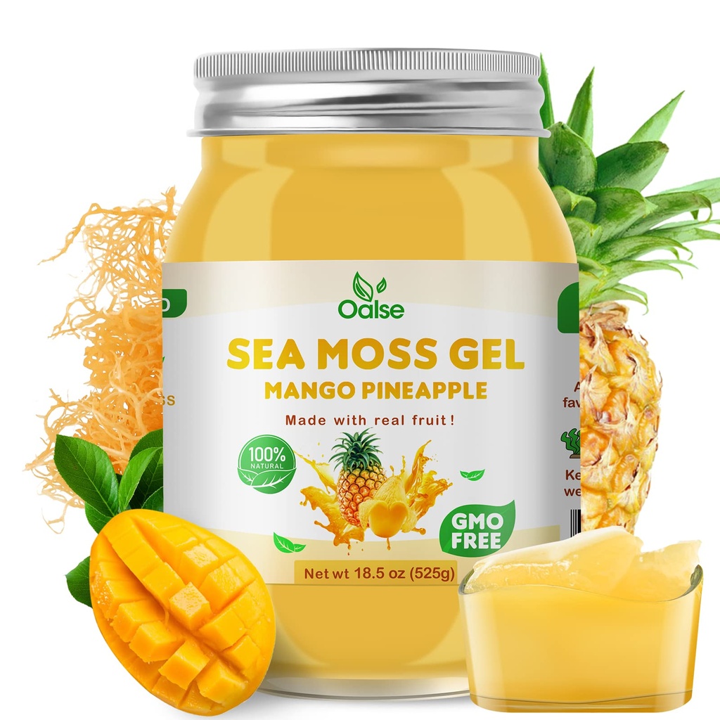 Sea Moss Gel - 18.5OZ Mango Pineapple Flavor Sea Moss Gel Raw Nutritious Πλούσιο σε 102 Βιταμίνες και Ορυκτά, Πρωτεΐνη & Βιταμίνες, Vegan-Friendly