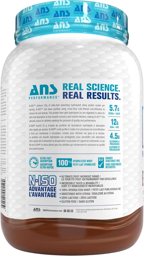 ANS Performance 100% Αμιγής υδρολυμένη πρωτεΐνη απομόνωσης ορού γάλακτος + BCAAs - 25g πρωτεΐνης - χωρίς φυστίκι, χωρίς γλουτένη, μηδενική λακτόζη (σοκολάτα γάλακτος, 1,8 lb)