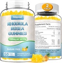 2 Pack Χωρίς ζάχαρη Rhodiola Rosea Gummies, Adaptogenic Rhodiola Rosea συμπλήρωμα & Cortisol Blocker για την ενισχυμένη Stamina, Mood ανύψωση, και Motion Boost, Non-GMO, Vegan, 120 Count