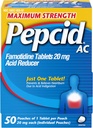 Pepcid AC Maximum Strength Heartburn Relief Tablets, OTC Medicine Αποτρέπει & Ανακουφίζει Heartburn & Acid Reflux Λόγω της οξείας δυσπεψίας, 20mg Famotidine Acid Reducer, ταχείας δράσης, 1 x 50 ct