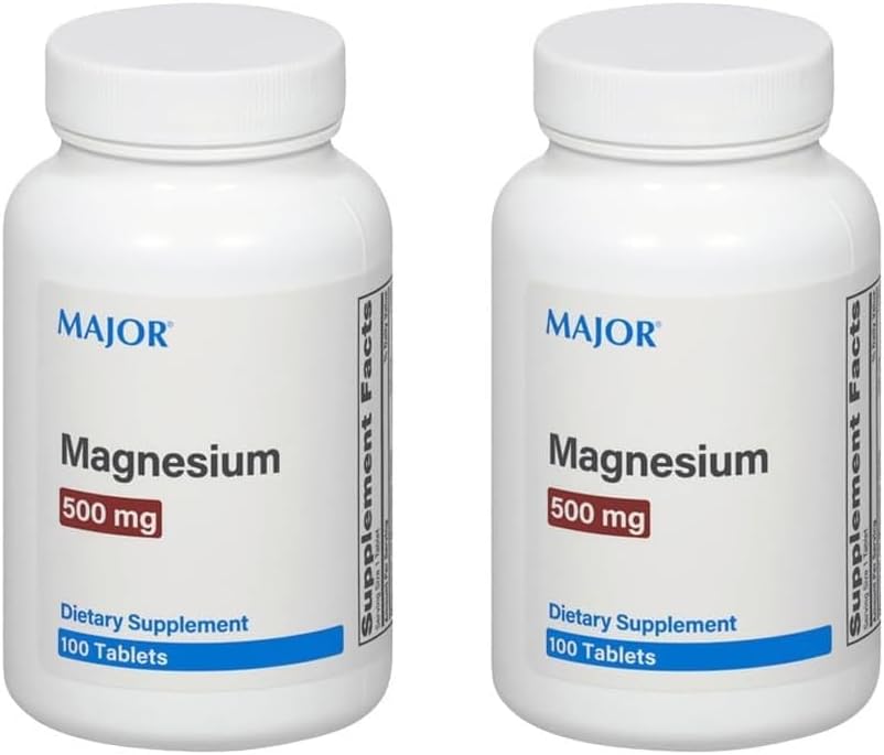 Major Magnesium 500mg - Δισκία οξειδίου του μαγνησίου - Συμπλήρωμα διατροφής - 100 Count (2 Συσκευασία)