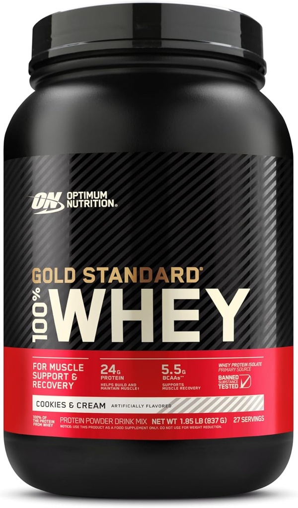 Βέλτιστη διατροφή Gold Πρότυπο 100% Whey Protein Powder, Cookies & Cream, 2 Λίρες (συσκευασία Μαΐου Vary)