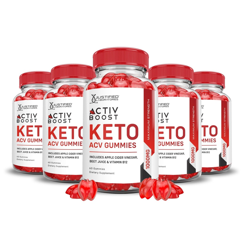 Justified Laboratories (5 πακέτο Activboost Keto Acv Gummies Advanced Formula 1000MG Active Boost Formulated with Romegranate Beet Juice Powder B12 Vegan Non GMO 300 Gummys