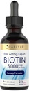 Carlyle Biotin 5000mcg Liquid Drops | 4 fl oz | for Women and Men | Berry Flavor | Beauty Formula | Vegetarian, Non-GMO & Gluten Free Supplement