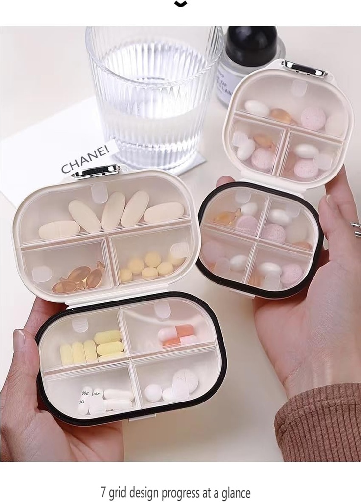 Pretty Pill Organizer Pill Box και 7 μεγάλα διαμερίσματα για να κρατήσει βιταμίνες Cod Συμπληρώματα ηπατικής λιπαρότητας φαρμακευτική αγωγή και κοσμήματα κλπ. (Milk White)