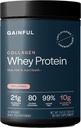 Κερδοφορία Collagen Whey Protein Powder, 21g Protein per Serving, Unlavored, Υποστηρίζει την αποκατάσταση των μυών, κοινή υγεία, και δερματική ενυδάτωση με Grass-Fed κολλαγόνο Πεπτίδια, βιταμίνη C, 14 Υπηρεσίες