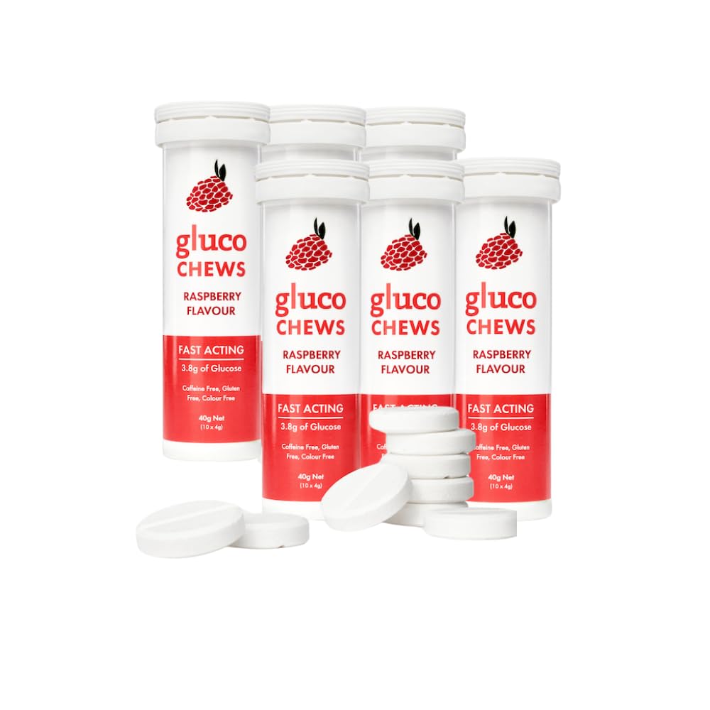 Glucochews Βατόμουρο δισκία γλυκόζης – 60 δισκία (10 ανά σωλήνα, 6 σωλήνες τσέπης) – 3, 8g Γλυκόζη ταχείας δράσης Κάθε μία – Ενισχύει την ενέργεια – Χωρίς γλουτένη, χωρίς λιπαρά, χωρίς καφεΐνη