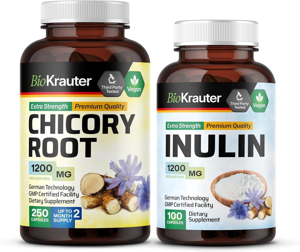 BIO KRAUTER Chicory Root 250 Capsules & Inulin 100 Capsules