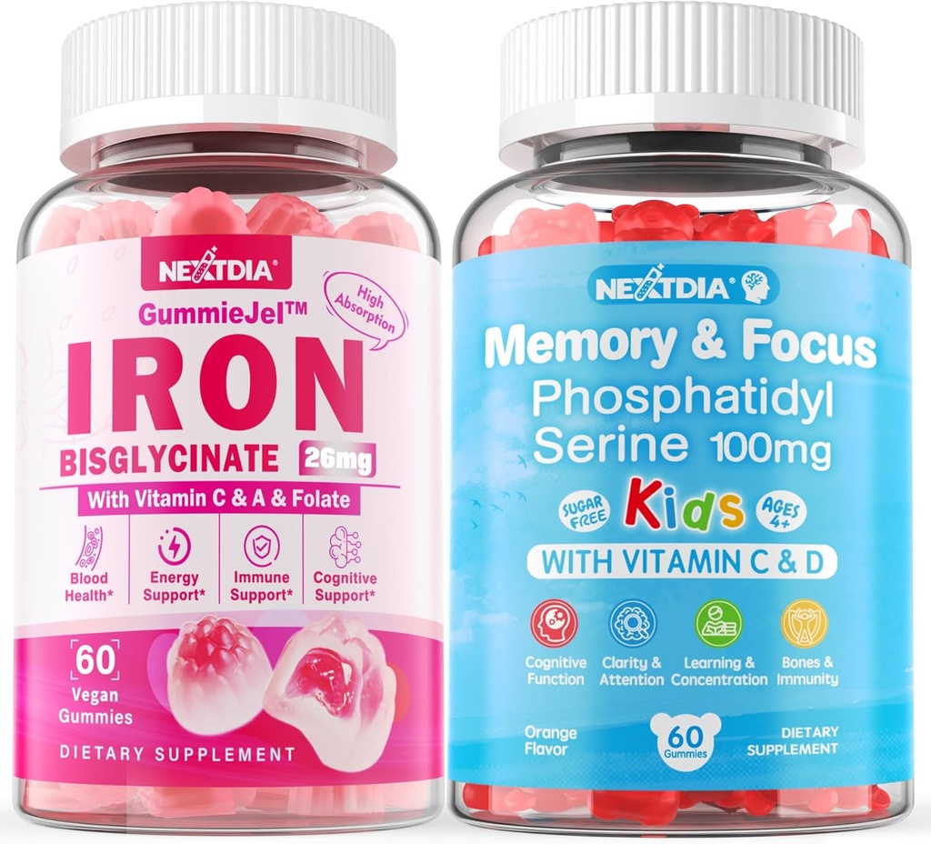Συμπλήρωμα φωσφατιδυλσερίνης 100mg+Βισγλυκινικός σίδηρος 26mg Γεμισμένοι Gummies