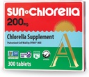 Sun Chlorella 200 mg Green Algae Superfood Supplement - Pulverized Cell Wall - Chlorophyl, CGF, Active B12, Iron, Protein - Non-GMO - 300 Tabletισκία