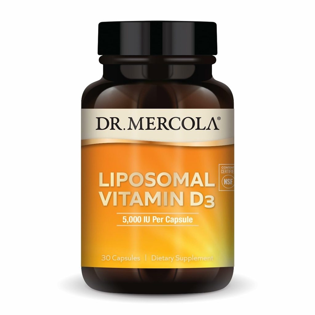 Δρ. Mercola Λιποσωμική Βιταμίνη D3 - Υποστηρίζει την καρδιά, τα οστά και την ανοσοποιητική υγεία - 5.000 IU ανά υπηρεσία - Μη-ΓΤΟ, χωρίς σόγια και χωρίς γλουτένη - 30 κάψουλες (30 εξυπηρετούν)