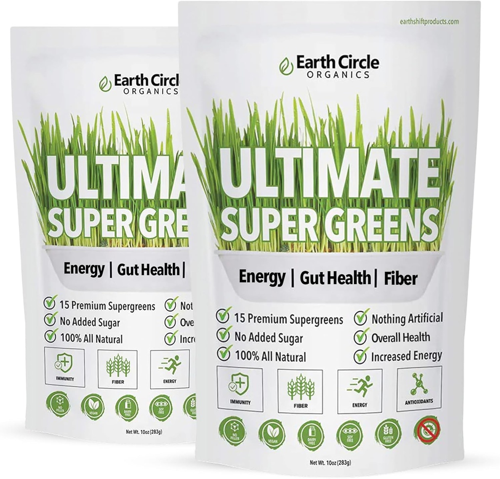 Earth Circle Organics Ultimate Super Greens Powder 30 Μερίδες, 10oz (πακέτο του 2)