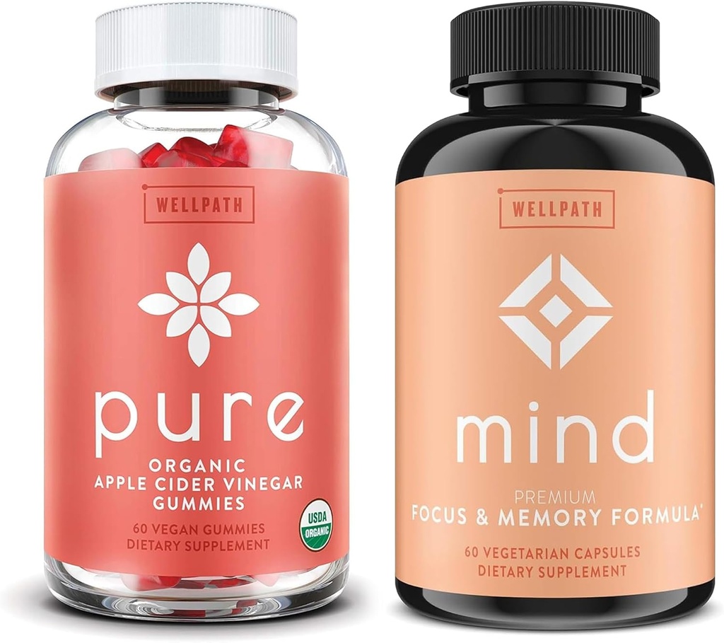 WellPath καθαρό μηλίτη ξύσμα μήλου με Μητέρα Gummies & Mind Brain συμπλήρωμα με το Lion's Mane - Υποστηρίζει Focus & Memory, 60 Ct Καθένα