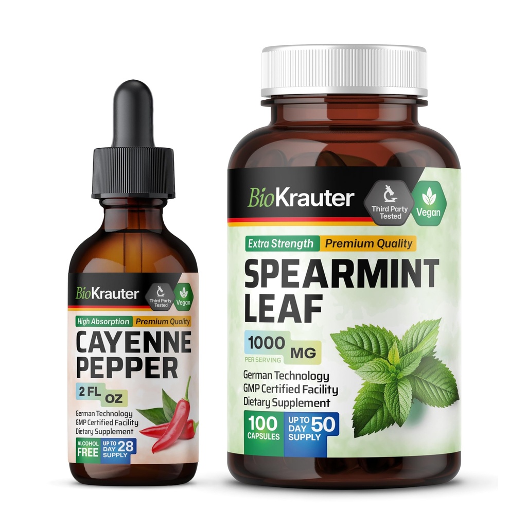 BIO KRAUTER Cayenne Pepper Βάμμα 2 Fl. Oz. & Spearmint 100 Κάψουλες