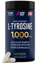 Alpha Flow L Tyrosine 1000MG Capsules - All-Natural L- Tyrosine Supplement for Focus & Energy Boost - Non-GMO & Gluten-Free - Vegan 150 Caps -500mg x 2 per Serving