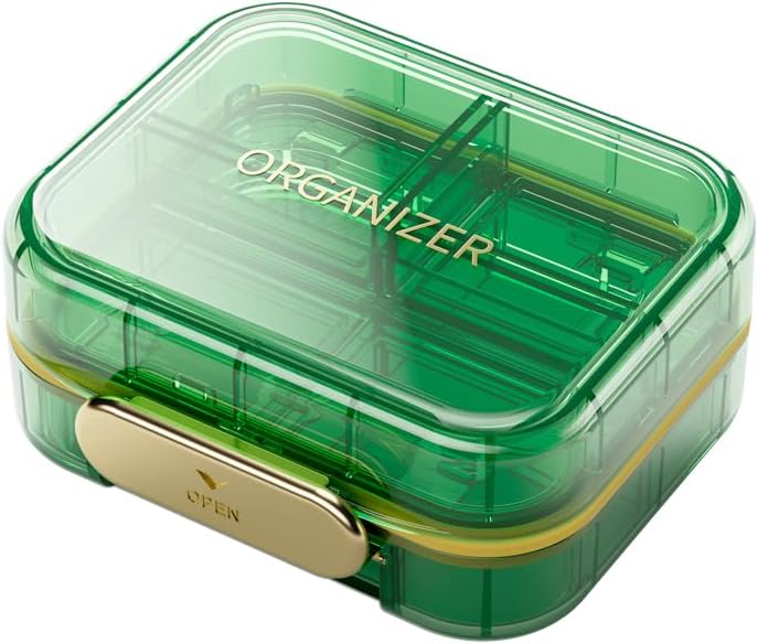 Μικρές Travel Pill Organizer, 7 διαμερίσματα Pill Box, 1 Pack καθημερινή φορητή θήκη χάπι για να κρατήσει βιταμίνες, μικρό δοχείο χάπι για Pocket Purse Medicine Organizer 
