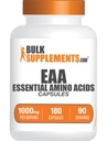 BulkSupplements.com Essential Amino Acids Capsules (EAA) - Συμπλήρωμα Αμινοξέων - EAAs Amino Acids - EAA Capsules - 1000 mg Serving - 90 Day Supply (180 Gelatin Capsles)