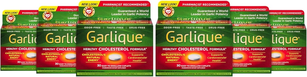 Garlique Healthy Cholesterol Formula με 5000 mcg Allicin, 60 Enteric Coated Caplets (πακέτο των 6)