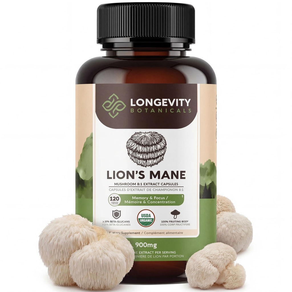 Organic Lions Mane Συμπληρώματα κάψουλες (120) 