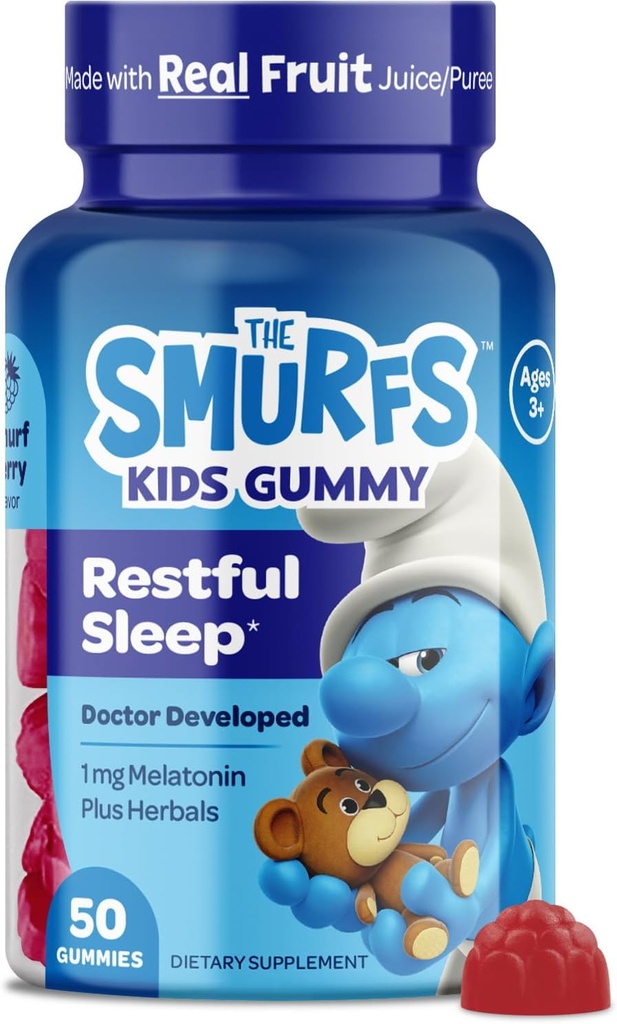 Τα στρουμφάκια 1mg μελατονίνη Gummies για τα παιδιά με χαμομήλι και λεμόνι Balm για μια ξεκούραστη ηλικία ύπνου 3+ 