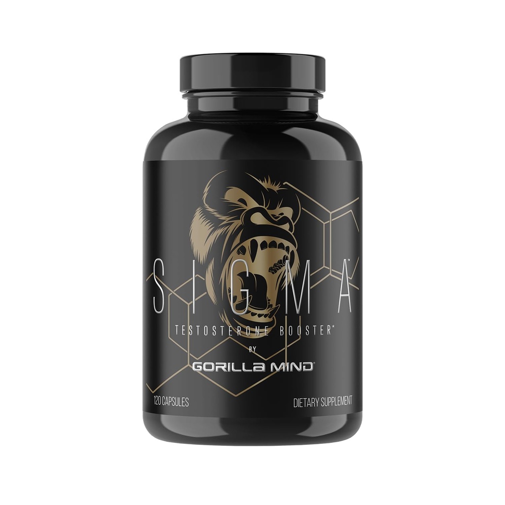 Gorilla Mind Sigma Testosterone Booster - Κατασκευάζεται με Tongkat Ali και Fadogia Agrestis Extract για την υποστήριξη υψηλότερο επίπεδο τεστοστερόνης (120 κάψουλες)