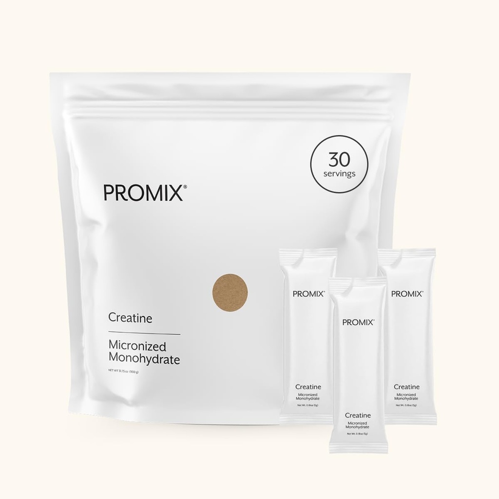 ProMix Διατροφή Creatine Μονοένυδρες ταξιδιωτικές συσκευασίες, 5g μικρονισμένης καθαρής δημιουργίας για άνδρες και γυναίκες, υποστηρίζει την ανάπτυξη των μυών & την αποκατάσταση, Vegan - 30 Υπηρεσίες