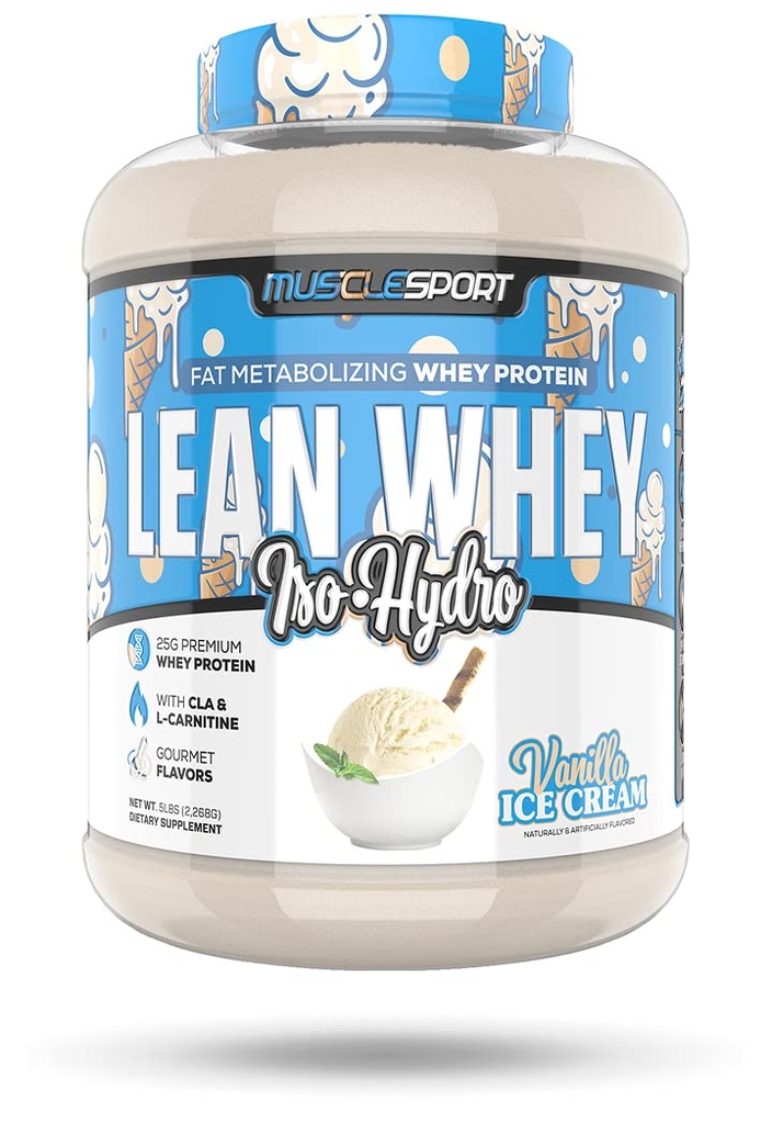 Μύες σπορ Lean Whey RevolutionTM Protein Powder - Whey Protein Isolate - Χαμηλή θερμίδα, χαμηλή υδατανθράκη, χαμηλό λίπος, απίστευτη γεύση - 25g πρωτεΐνη ανά Scoop - 5lb παγωτό βανίλια