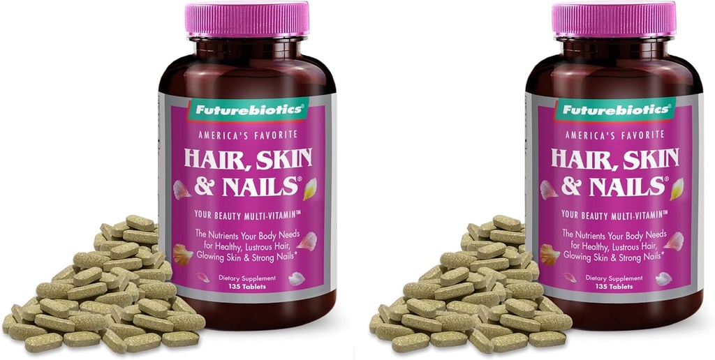 Futurebiotics Hair, Skin, & Nails Beauty Multivitamin, 135 Tablets (Pack of 2)