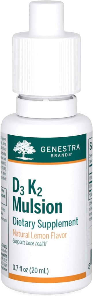 Genestra Brands D3 K2 Mulsion - Υγρές Βιταμίνες για την υγεία των οστών - Φυσικό λεμόνι - 122 εξυπηρετεί
