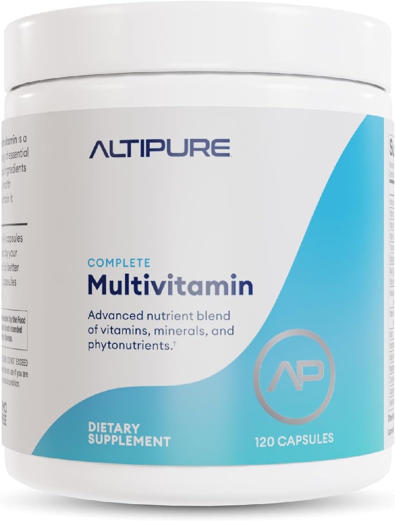 ALTIPURETM Πλήρης πολυβιταμίνη, χωρίς γλουτένη, χωρίς γαλακτοκομικά, καρδιά, οστά, μάτια και εγκεφαλική υγεία, ανοσοποιητική λειτουργία, 120 κάψουλες