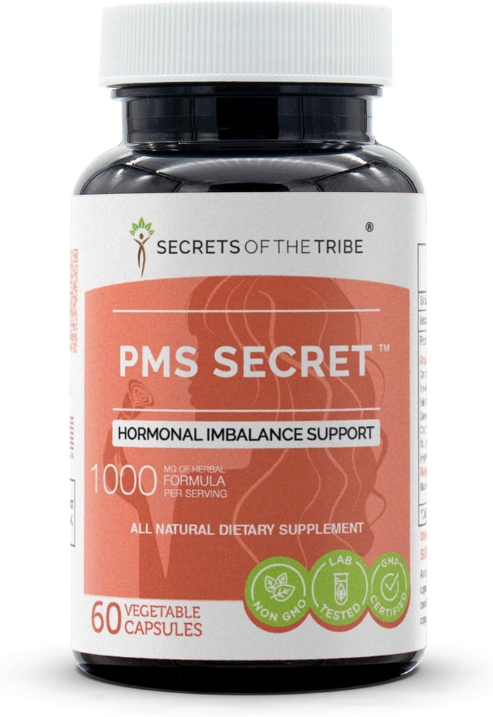 PMS Secret 60 Κάψουλες, 1000 mg, Black Cohosh, Cramp, Vitex, Valerian, Dandelion, Chamomile, St. John's Wort. Υποστήριξη ορμονικής ανισορροπίας (60 κάψουλες)