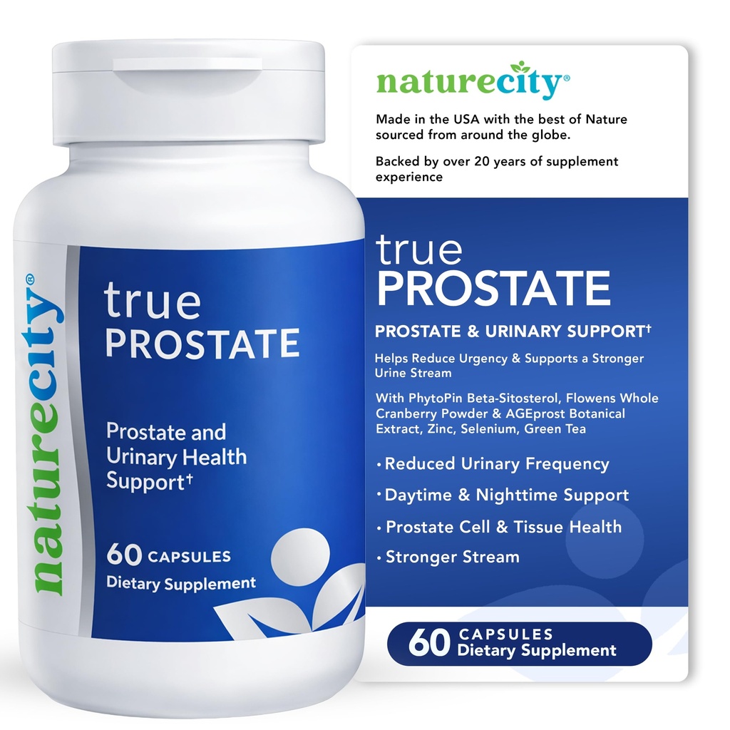 NatureCity True-Prostate Urinary Tract & Prostate συμπλήρωμα υποστήριξης για την υγεία των ανδρών Cranberry Extract & Super Beta Prostate Sitosterol Complex 60 κάψουλες - Prostate Health for Men