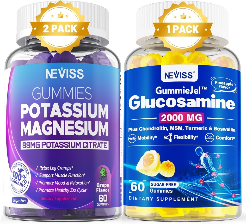 2Pack Κάλιο Μαγνήσιο Gummies + 1Pack Γλυκοζαμίνη γεμάτη Gummies