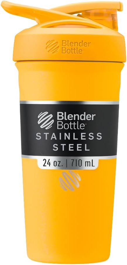 BlenderBottle Sport Insulated Stainless Steel Shaker Bottle with Wire Whisk, 24-Ounce, Mango – Protein Shakes & Hydration for Athletes & Fitness Enthusiasts, Easy Mixing, Keeps Drinks Cold, Lockable Lid