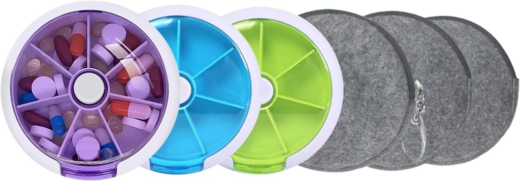 Περιπτώσεις χαπιών Εβδομαδιαία Οργάνωση Χάπια INVODA 7 Ημέρα 3 φορές Ιατρικός Διανομέας Χάπια Push Button Rotate Pill Planner με 7 Διαμερίσματα (3PCS+Bag 3PCS)