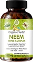 Organic Veda Neem Capsules with Triple Complex Neem Leaf Extract, Bark & Flower - Herbal Supplement Boosts Immunity, Improves Digestion, Skin Health & Support Cleansing - 60 Count