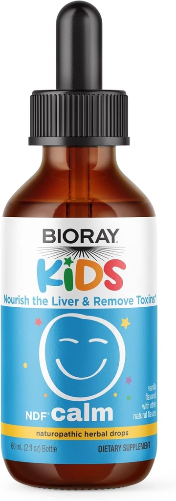 BIORAY Kids NDF Calm, Βανίλια - 2 fl oz - Nourish Το ήπαρ & Αφαιρέστε το τοξίνες - μη-GMO, Vegan, Χωρίς γλουτένη - 1-2 Μήνας προσφοράς