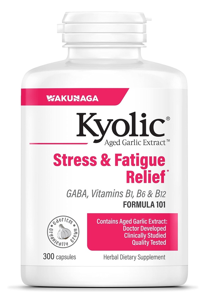 Kyolic Aged Garlic Extract Formula 101, Stress and Fatigue Relief*, 300 Capsules.