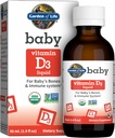 Garden of Life Baby Vitamin D3 Liquid, 600 IU (15 mcg) Organic Liquid Vitamin D for Infants & Toddlers, Support for Baby's Bones & Immune System, Gluten Free & Non-GMO, 56 mL (1.9 fl oz) Liquid