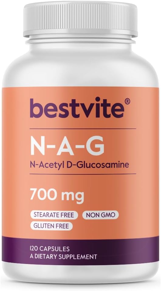 BESTVITE N-Acetyl Glucosamine (N-A-G) 700mg (120 κάψουλες) - Δεν Stearates - Μη ΓΤΟ - Χωρίς γλουτένη