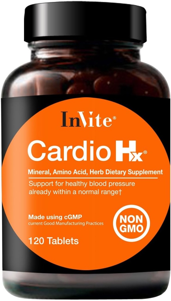 InVite Health Cardio Hx® - Υποστήριξη για Κυκλοφορική, Καρδιαγγειακή και Καρδιαγγειακή Υγεία - Περιέχει Μαγνήσιο, Ταυρίνη, Μπέρι Hawthorn - 120 Δισκία