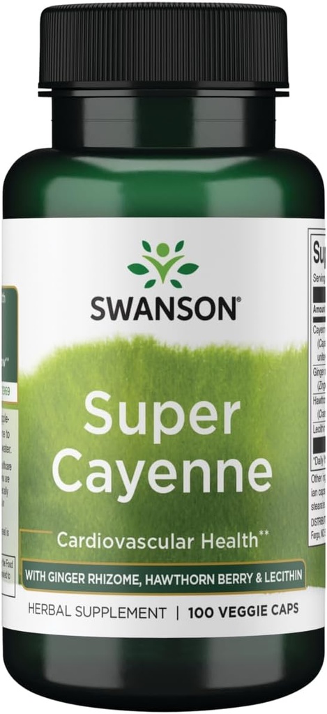 Swanson Super Cayenne - με Ginger Rhizome, Hawthorn Berry & Lecithin 100 Veg Caps