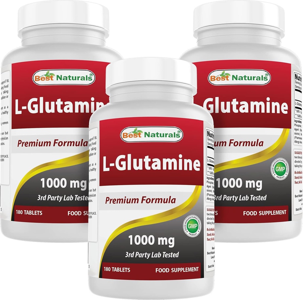Best Naturals L- Glutamine 1000 mg 180 δισκία (180 Count (Pack of 3))