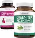 Beet Root & Green Tea Extract (1-Month Supply) Detox Power Duo - Βιολογική Beet Root με Μαύρο Πιπέρι για Απορρόφηση 1250mg (60 Tablets) & Πράσινο Τσάι Extract 98% με EGCG 1000mg ανά σερβίς (60 caps)